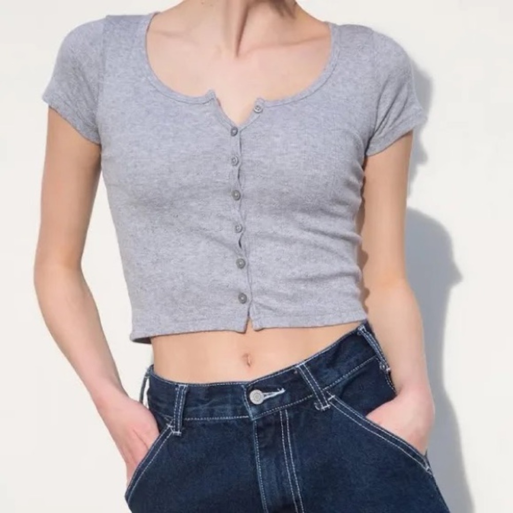 Brandy Melville Grey Zelly Crop Top